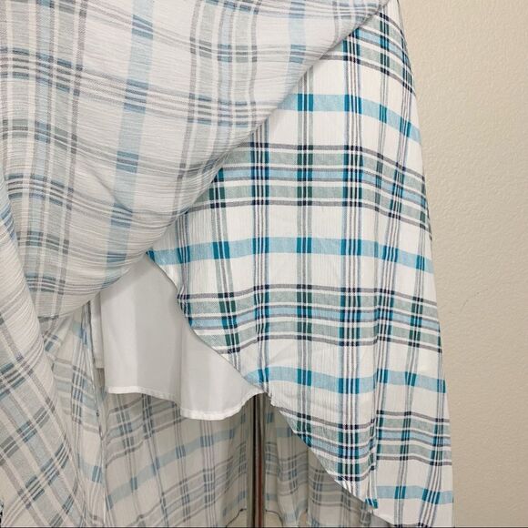 NWT a.n.a Size 6 Green Naples Stripe Faux Wrap Skirt - Picture 3 of 14